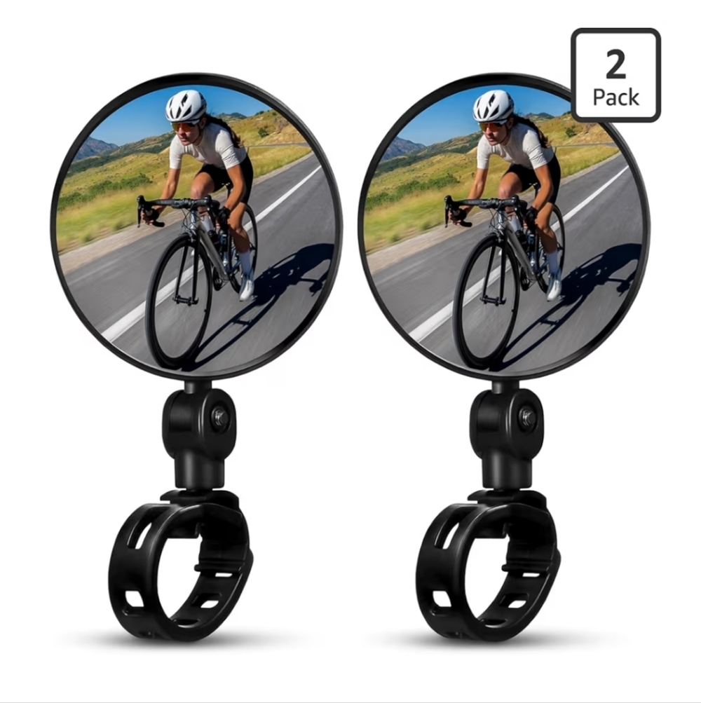 Round Bicycle Mirrors - Black Pair